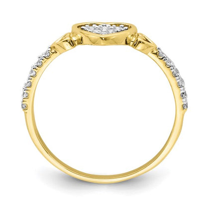 10K Yellow Gold Heart CZ Ring for Womens / Womens Ring #7 for Everyday / Anillo de Corazón en Oro Real para Mujer