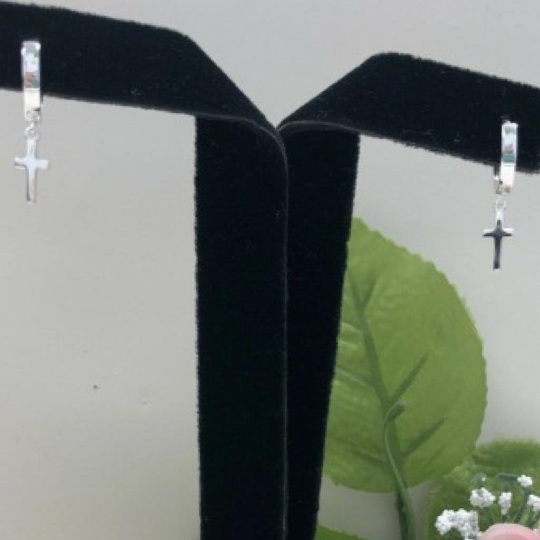 925 Sterling Silver Cross Earrings, Cross Earring Men Women Kids