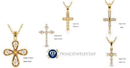 14K Yellow and White Gold CZ Cross Pendants for Womens Mens / Cross Gold Charms / Catholics Cross Pendants / Dijes de Cruz Oro Real