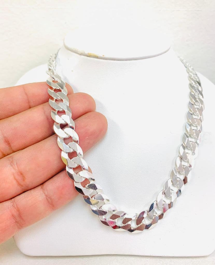 925 Sterling Silver Cuban Link Necklace Chain For Mens Gentleman 24" Inches 71g 11mm