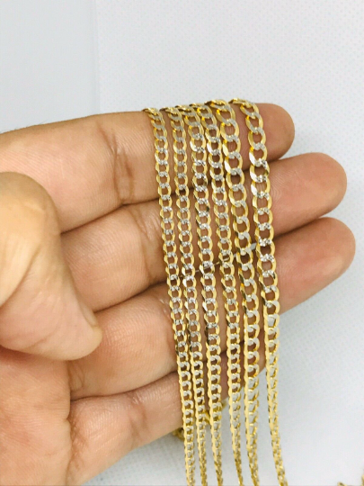 14k Real Solid Gold Cuban Curb Men Chain 22", Necklace for MEN