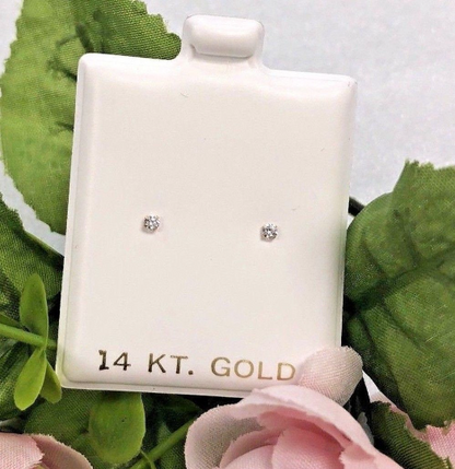 Babies/Infants/Women Stud Earrings 2mm 14K Yellow Solid Gold / Everyday Earrings- Prime Jewelry 269