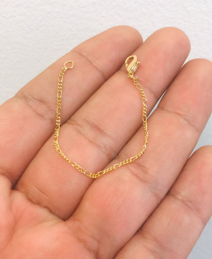 14K Gold Filled Baby Bracelet Figaro Link Newborn / Kids / Children Ladies Girls Boys / Pulsera en Oro Laminado Figaro Link Para Ninos Mujeres Hombres