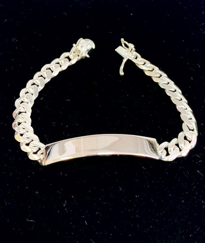 925 Sterling Silver Miami Cuban Link ID Bracelet 8.25" 34.8g 8.7mm