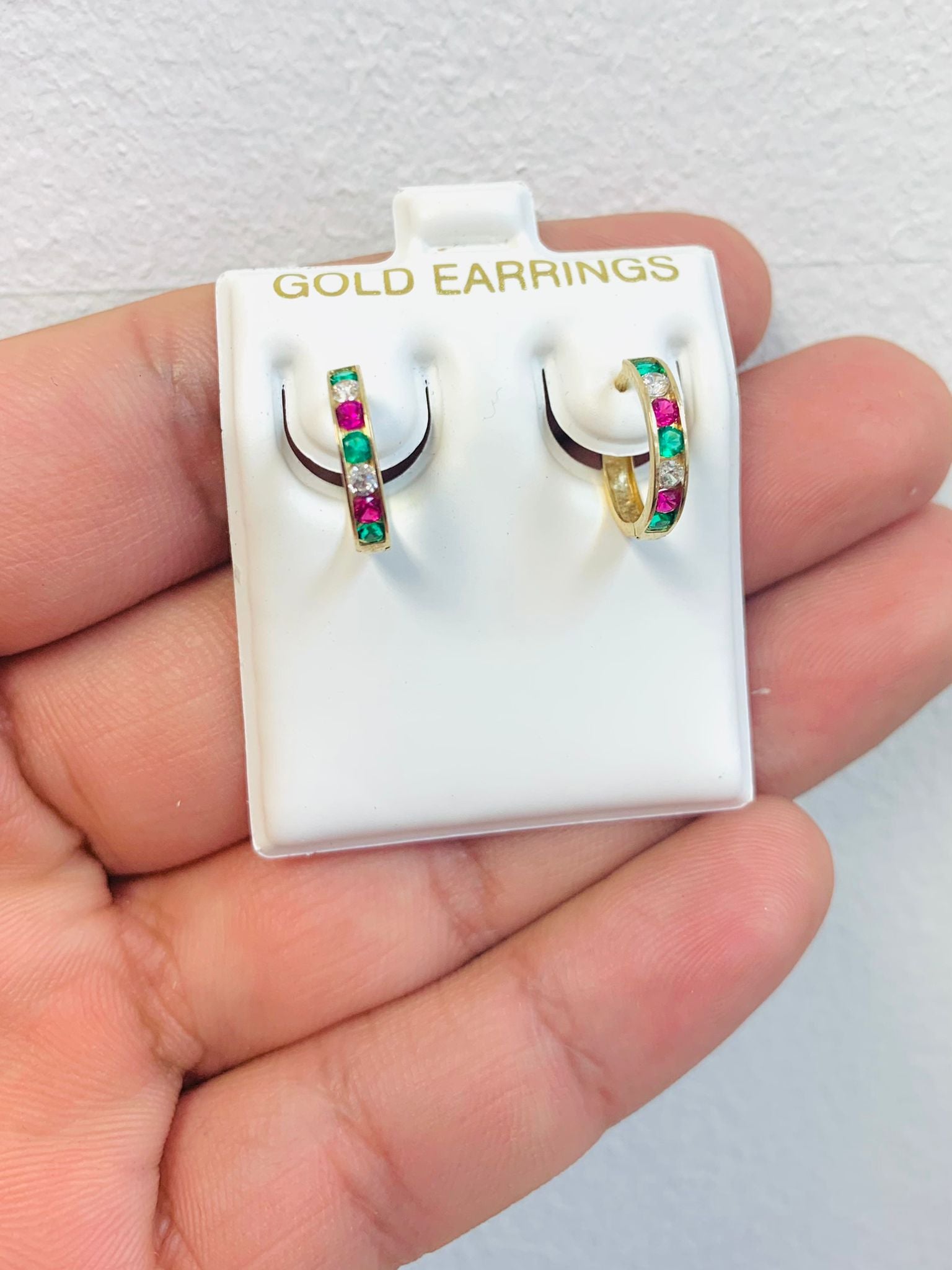 Mexican CZ Huggies Earrings 13x13mm 10K Solid Gold – primejewelry269