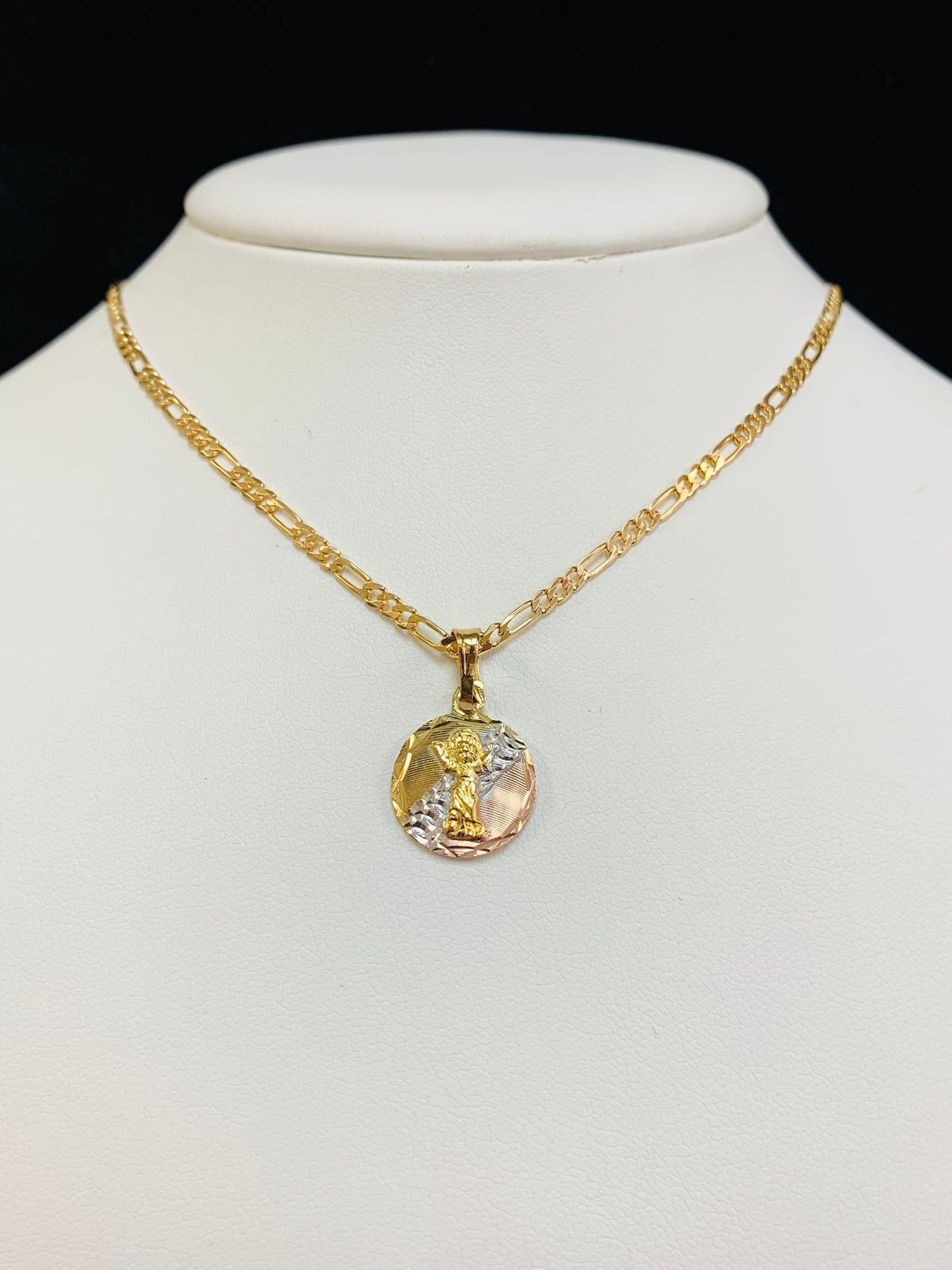 Divino Niño Pendant • Baby Jesus Necklace 20" • Gold Filled Pendant 17x14mm • Divino Nino Necklace • Dije del Divino Nino Con Cadena Figaro