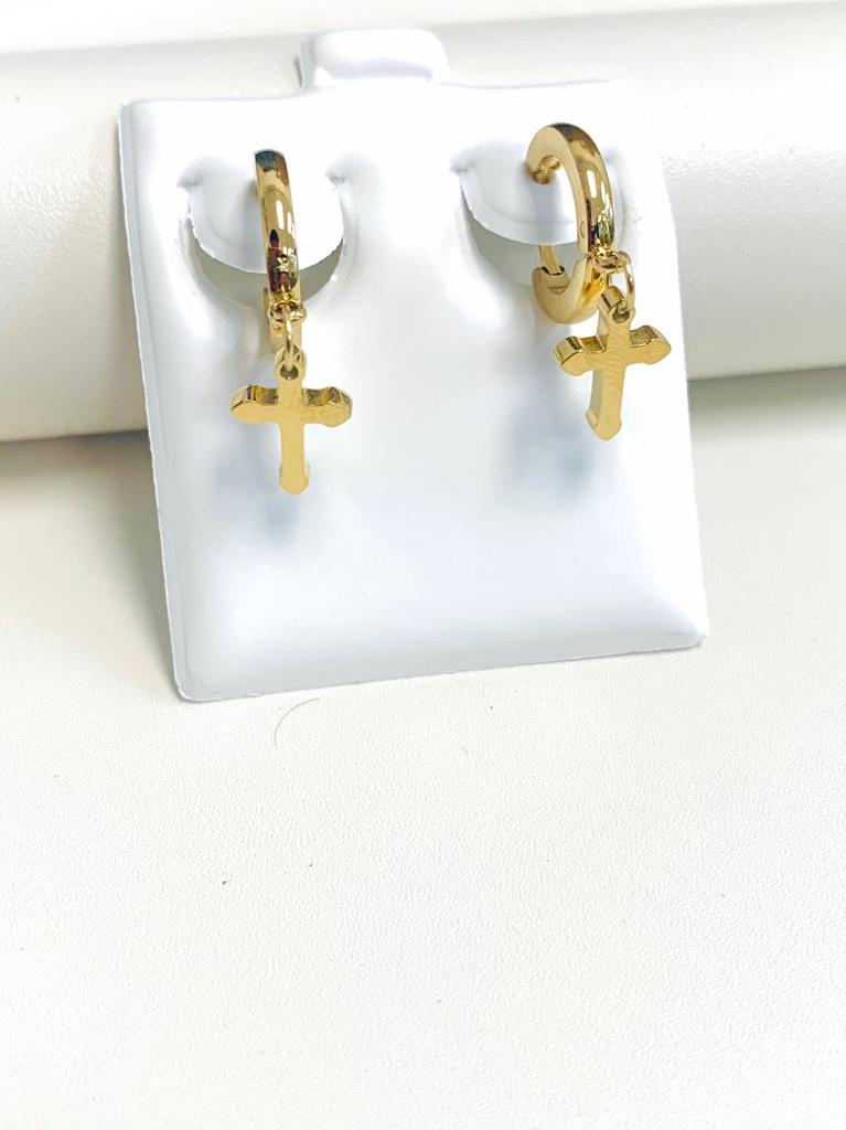 Stainless Steel Cross Huggies Earrings For Womens or Mens