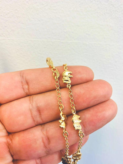 18K Gold Filled Elephant Bracelet / Womens Bracelet 7.5” 3g / Bracelets / Elephant Bracelet / Animals Bracelet / Pulsera de Elefante / Pulsera para Mujer / Womens Jewelry