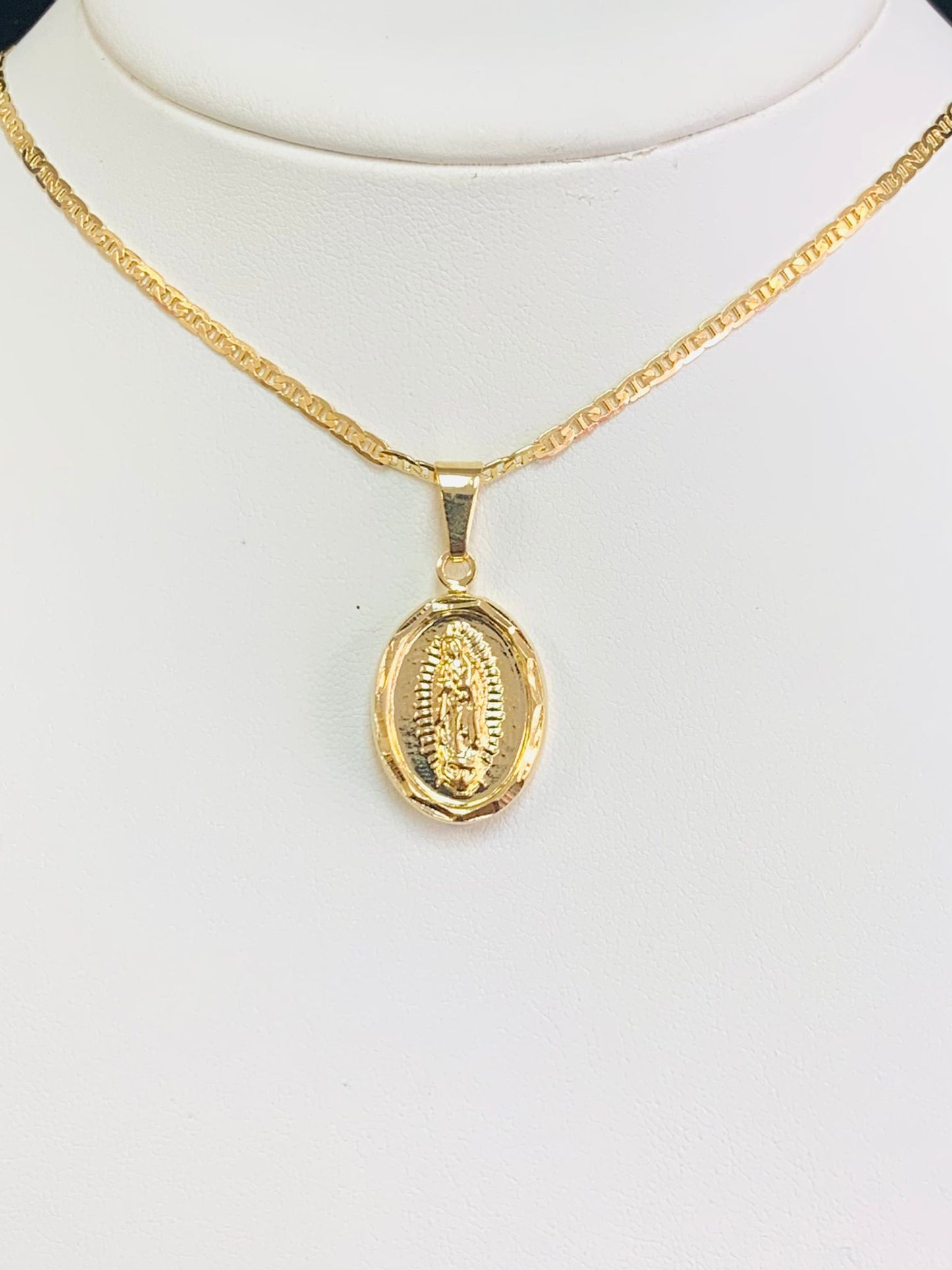 Virgen de Guadalupe Pendant • Mariner Link Necklace • Dije de Guadalupe 20x13mm • Everyday Necklace