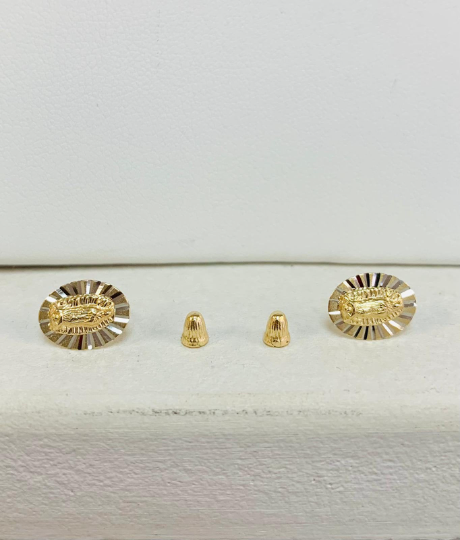 14K Yellow and White Gold Screw Back Earrings AAA 2mm to 7mm CZ Stud Earrings for Women's Kids Men's Earrings / Aretes en Oro Real 14K Para Mujer