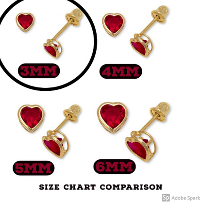 14K Yellow Gold Heart Bezel Screw Back Stud Birthstone Earring 3mm Children/Baby - Prime Jewelry 269