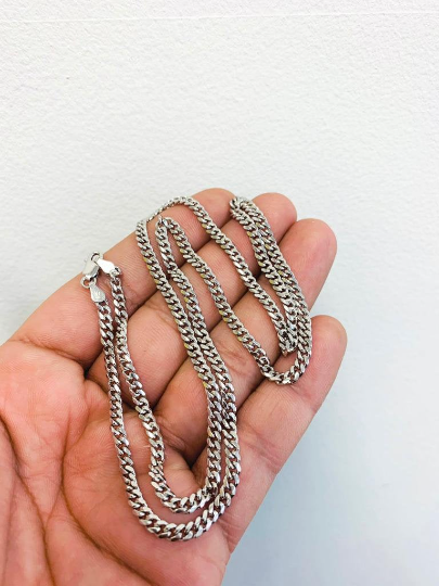 925 Sterling Silver Rhodium Miami Cuban Chain necklace 18" 20" 24" 12.5g 3.5mm