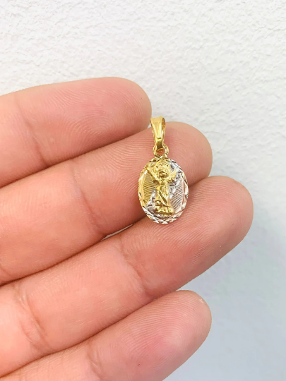 Tri Color Divino Niño Pendant with Diamond Cut Design in Gold Filled Best Quality 14x8mm for Womens Kids Childrens / Baby Jesus Pendant Mens