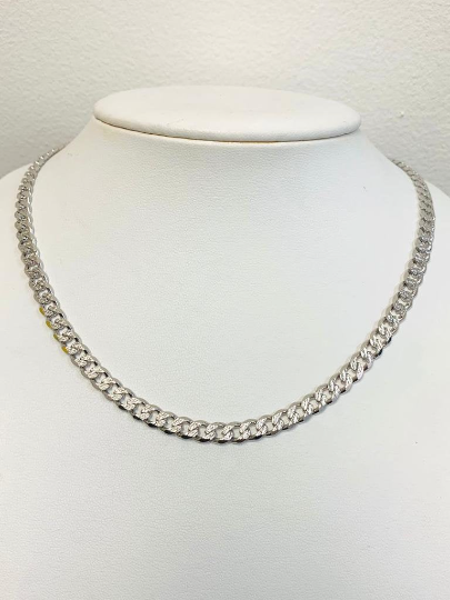 Cuban Link Diamond Cut Chain Necklace Mens 925 Sterling Silver 22" 34g 6mm