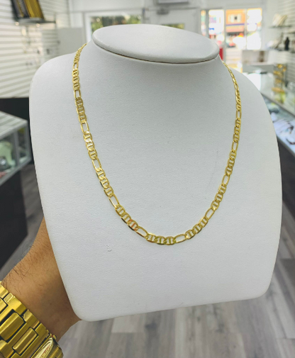 Mens FIgaro Mariners Chain Necklace 24" Inch / Anchor Necklace Gold Filled 4.4mm / Cadena Mariner Figaro Para Hombre / Figaro Chain Necklace