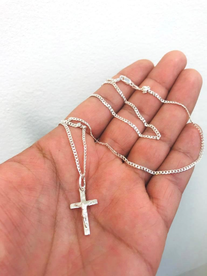 Sterling Silver 925 Small Plain Cross Women's Ladies Pendant Necklace | eBay