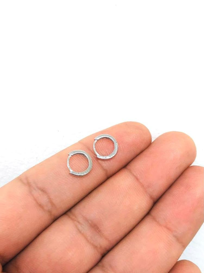 925 Sterling Silver Dainty Huggies Earrings Women/Girls/Men 9x9mm, Huggies Hoop Earrings