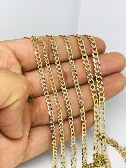 14k Real Solid Gold Cuban Curb Men Chain 22", Necklace for MEN
