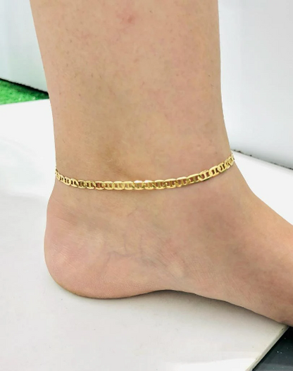 Mariner Link Anklet Bracelet 10" for Womens Ladies Girls Bracelet for Foot Womens Body Jewelry Dainty Bracelet Body Jewelry for Foot