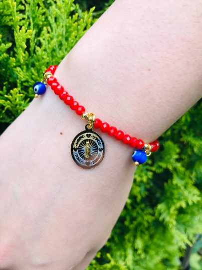 Virgen de Guadalupe Bracelet / Adjustable Bracelet / Evil Eye Bracelet / Guadalupe Jewelry / Guadalupe Bracelet / 18K Gold Filled Bracelet / Pulsera de la Virgen de Guadalupe Mal de Ojo