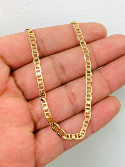 Mariner Link Anklet Bracelet 10" / 18K Gold Filled Anklet Bracelet For Women / Anklet Bracelet Plus Extension 1.5" / Tobillera de P[ie Para Mujer / Pulsera de Pie Para Mujer en Oro Laminado