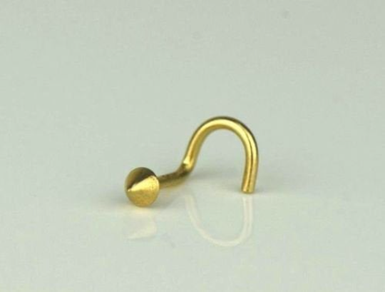 14k Yellow/White Gold Spike Nose Piercing Stud Nose Ring / Body Jewelry for Womens Nose Ring / Aretes para la Nariz en Oro Solido 14K