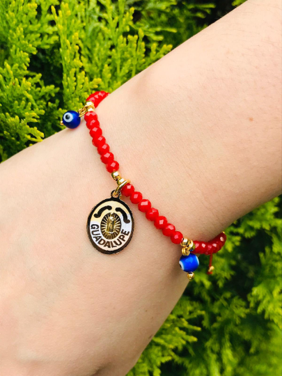 14K Gold Filled Red Beads Bracelet Women, for Protection, Health, and Good Luck, Pulsera Mal de Ojo y Azabache para Mujer