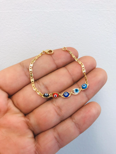 Newborn Baby Childrens Boys Girls Gold Filled Evil Eye Baby