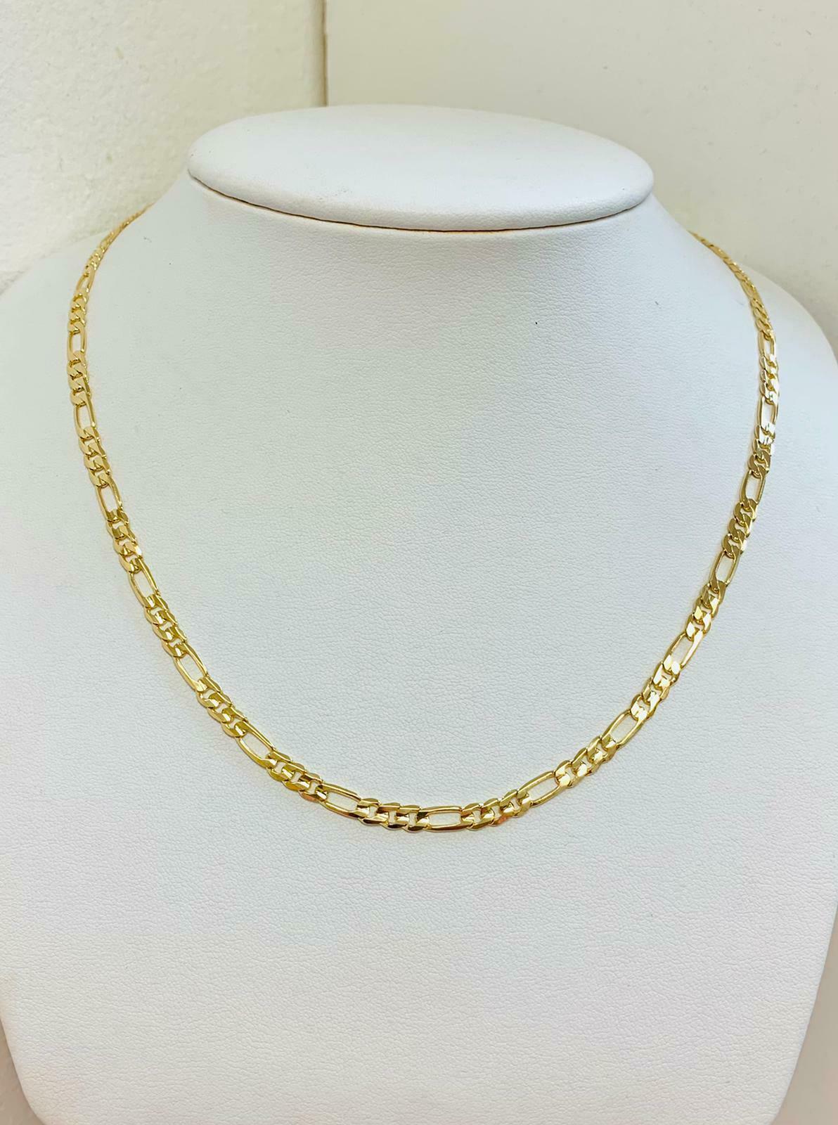 24" MEN'S WOMEN'S 18K Gold Filled 4mm Gold Figaro Flat Link Chain Necklace 11.4g