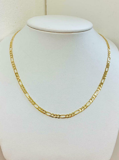 24" MEN'S WOMEN'S 18K Gold Filled 4mm Gold Figaro Flat Link Chain Necklace 11.4g