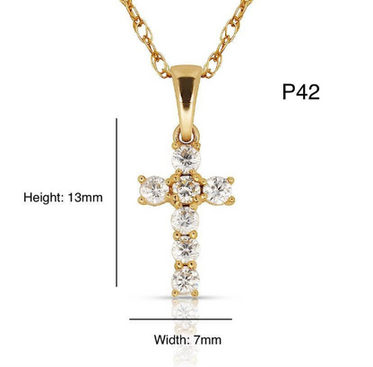 14K Yellow and White Gold CZ Cross Pendants for Womens Mens / Cross Gold Charms / Catholics Cross Pendants / Dijes de Cruz Oro Real