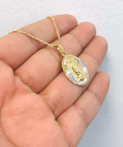 14K Gold Filled Virgen de Guadalupe Pendant 26x18mm / Virgen de Guadalupe Necklace 20" / Christmas Gift / Regalos de Navidad