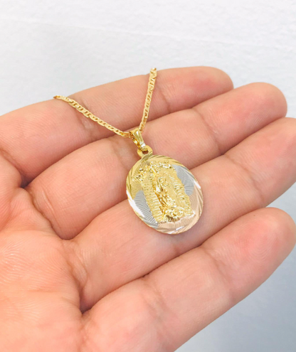 14K Gold Filled Virgen de Guadalupe Pendant 26x18mm / Virgen de Guadalupe Necklace 20" / Christmas Gift / Regalos de Navidad