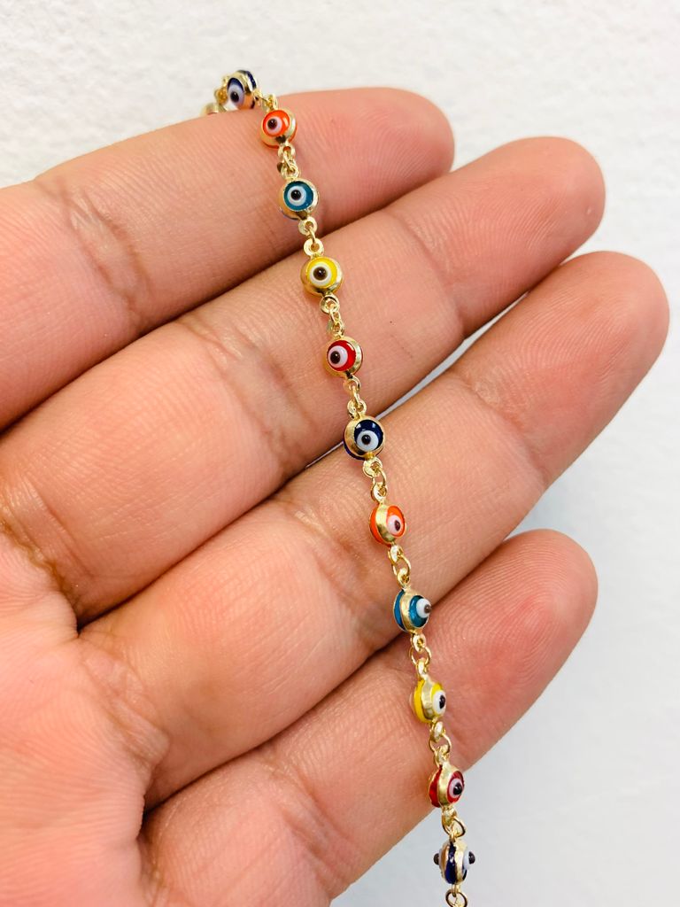 Women's Evil Eye Bracelet 7" • Kids Bracelet 6" • 14K Solid Gold Bracelet • Good Luck Bracelet