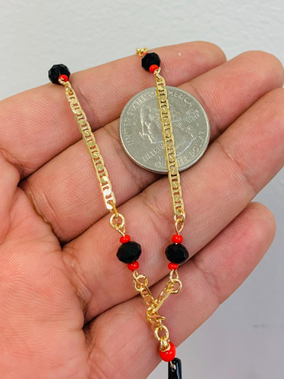 Azabache Hand Necklace 18K Gold Filled for Good Luck and Protection 18" Jewelry / Cadena y Dije de la Mano de Azabache en Oro Laminado para Mujer