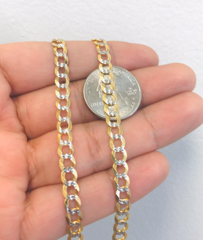 14K Two Tone Gold Cuban Link Chain, Necklace for Men 24” 19.8g 5.7mm