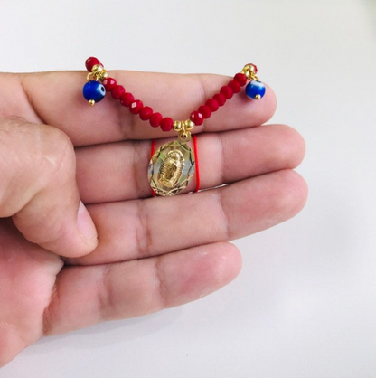 18K Gold Filled Red Beads Bracelet / Virgen de Guadalupe Bracelet / Adjustable Bracelet / Guadalupe Bracelet / Pulsera para Mujer / Pulsera de la Virgen de Guadalupe / Pulsera Mal de Ojo