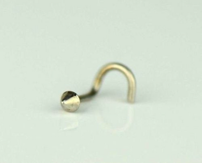 14k Yellow/White Gold Spike Nose Piercing Stud Nose Ring / Body Jewelry for Womens Nose Ring / Aretes para la Nariz en Oro Solido 14K