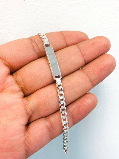 925 Sterling Silver Baby ID Bracelet 6” Cuban Link / Sterling Silver Kids Bracelet / Pulsera en Plata Pura 925 Para Ninos / Christmas Gift / Regalos Navidad