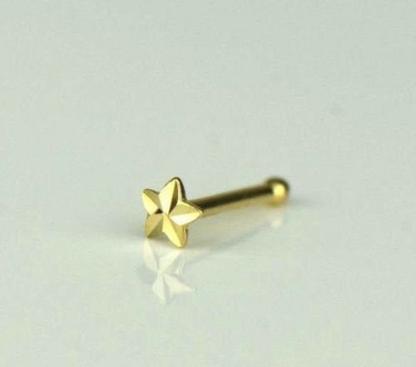 Womens Nose Ring Pircing 20G Star Nose Piercing in Solid Gold 14K / Body jewelry Nose Ring / Aretes de la Nariz de Estrella en Oro Solido
