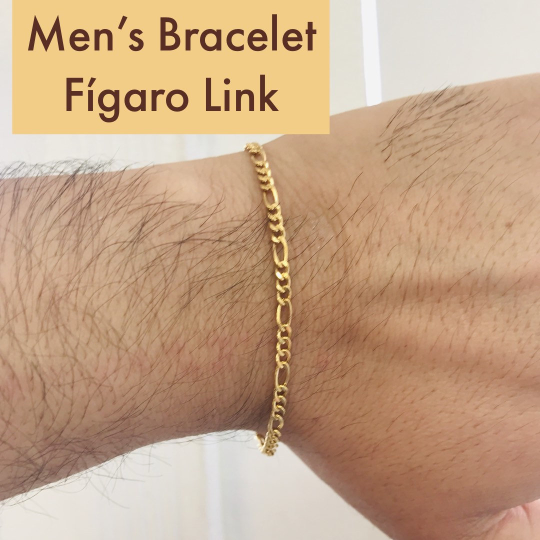 Men’s Mariner Link, Cuban Link Bracelet, Figaro Link  14K Gold Filled Bracelet Men's Jewelry / Pulsera para Hombre Oro Laminado Cuban Link, Figaro Link, Mariner Link