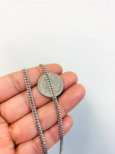 925 Sterling Silver Rhodium Miami Cuban Chain necklace 18" 20" 24" 12.5g 3.5mm