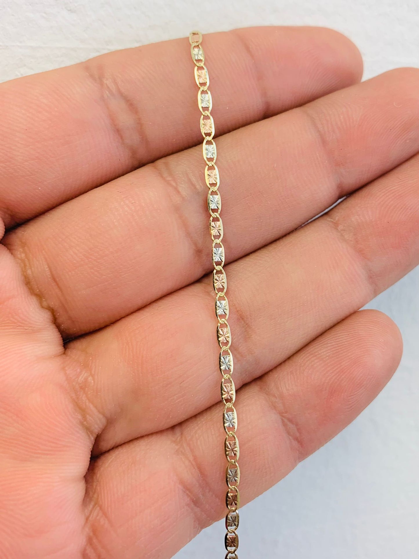 14K Tri-Color Solid Gold Valentino Link Baby Bracelet 5.25” 1g