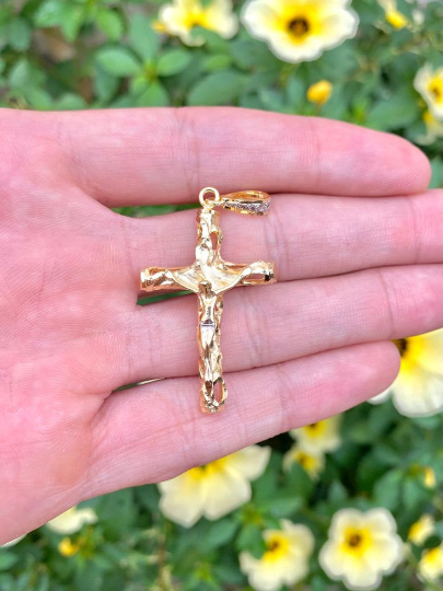 Cross Pendant 18K Gold Filled For Mens 43x26mm