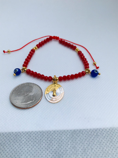 Virgen de Guadalupe Bracelet / Adjustable Bracelet / Evil Eye Bracelet / Guadalupe Jewelry / Guadalupe Bracelet / 18K Gold Filled Bracelet / Pulsera de la Virgen de Guadalupe Mal de Ojo