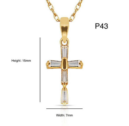 14K Yellow and White Gold CZ Cross Pendants for Womens Mens / Cross Gold Charms / Catholics Cross Pendants / Dijes de Cruz Oro Real