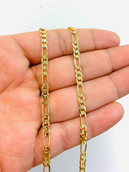 24" MEN'S WOMEN'S 18K Gold Filled 4mm Gold Figaro Flat Link Chain Necklace 11.4g