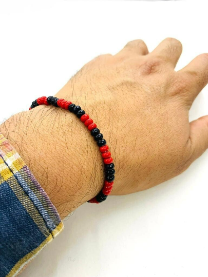 Azabache Black Red Beads Bracelet Protection Jewelry Pulsera Azabache 7.75" Proteccion