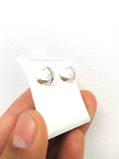 925 Sterling Silver Dainty Huggies Earrings Women/Girls/Men 9x9mm, Huggies Hoop Earrings