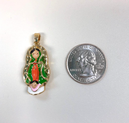 Virgencita de Guadalupe Necklace Pendant For Kids Womens Mens in Gold Filled / Guadalupe Necklace / Cadena y Dije de la Guadalupe 31x16